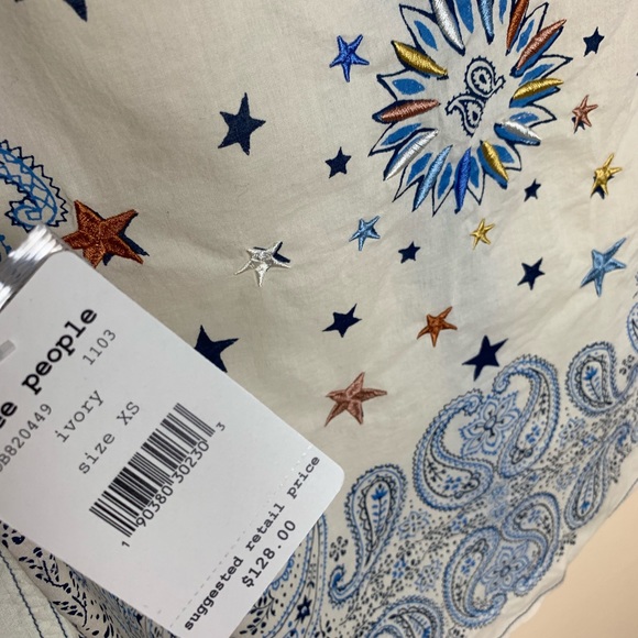 NWT Free People Embroidered Bandana Bandit Top XS - Picture 6 of 7